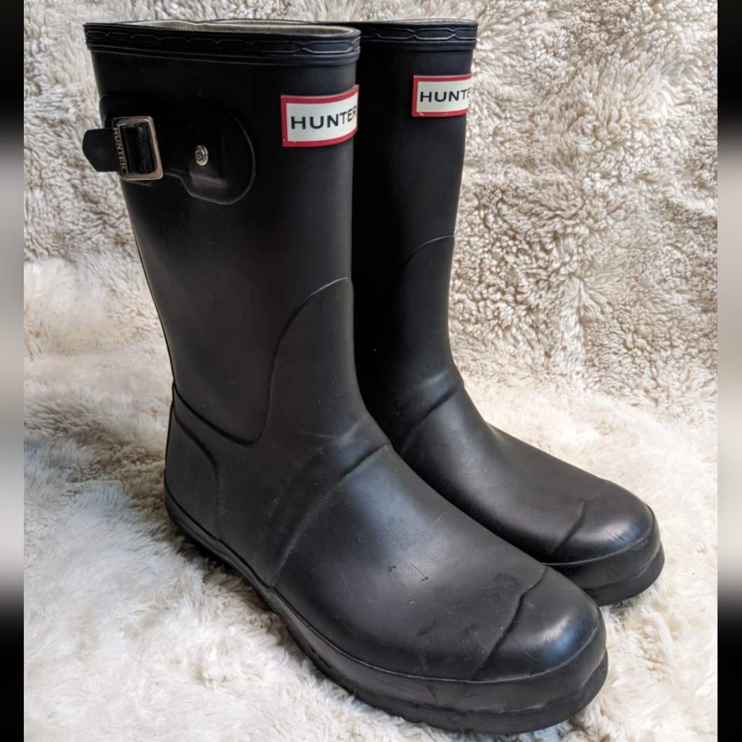 Hunter Original Short Boots Black Women's 8 Men's 7